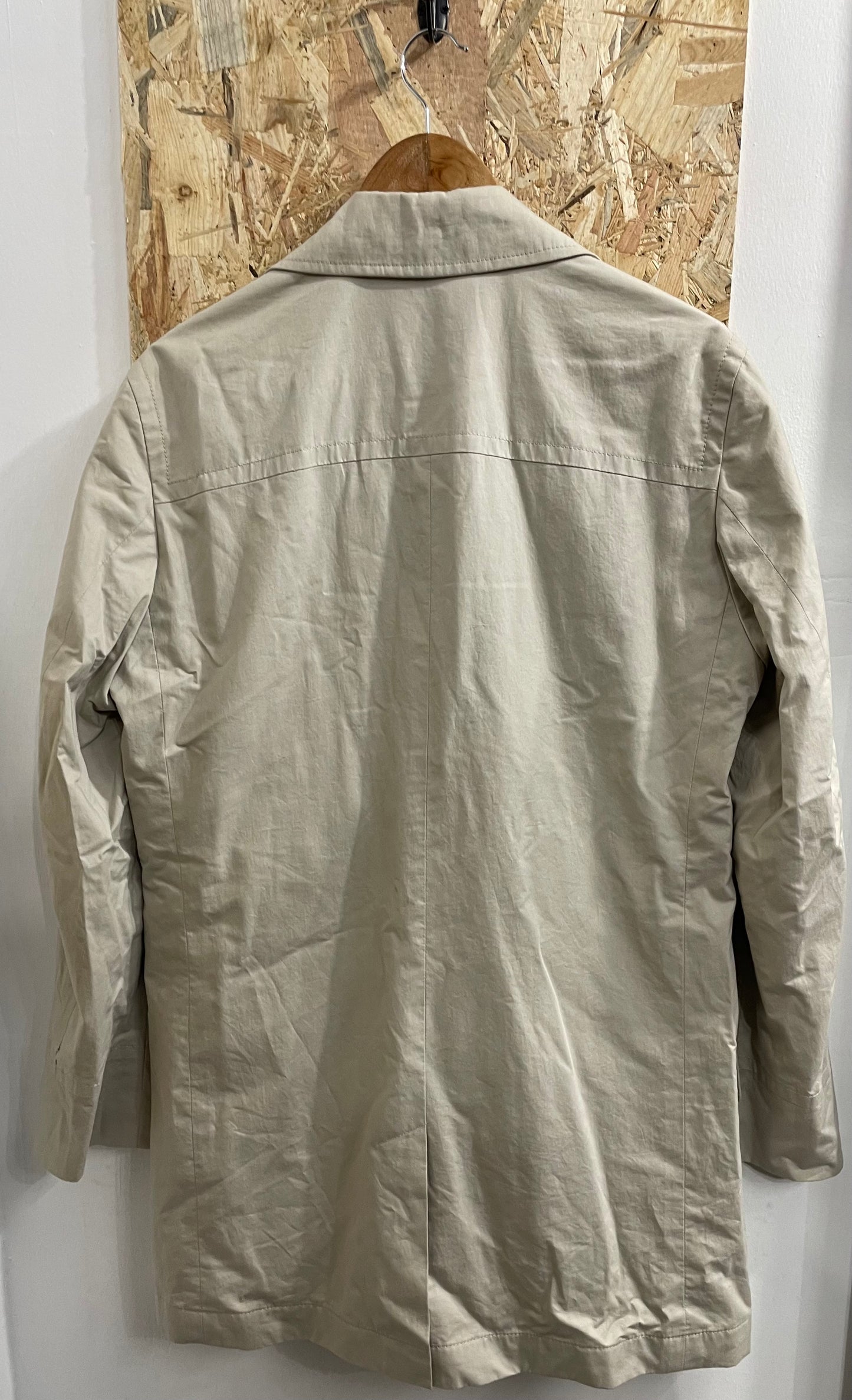 Boss Double Breasted Beige Showerproof Mac Trench Coat Cotton Mens 40 Medium