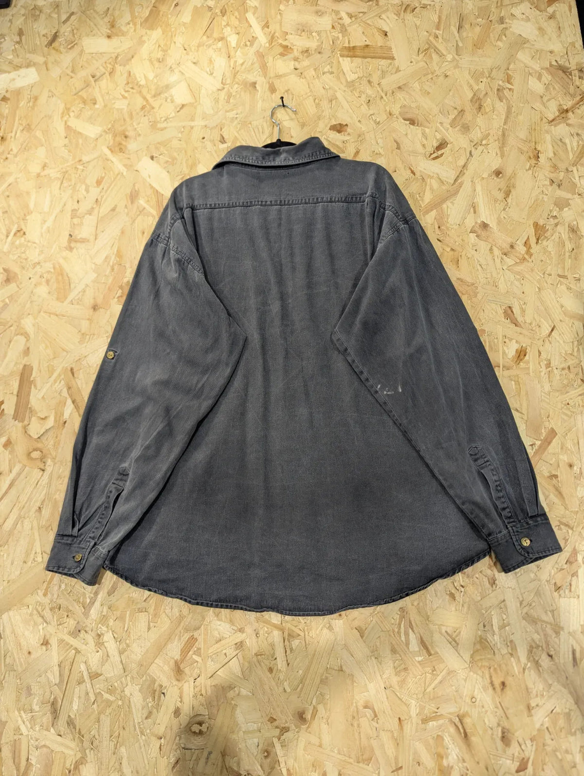 Vintage Camel Overshirt Mens XL Grey Canvas Button Workwear Utility Workwear 80s