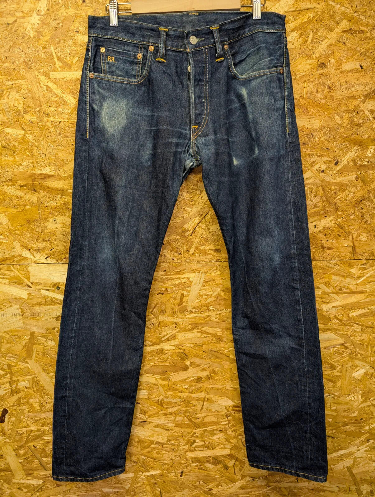RRL Selvedge Jeans Mens W32 L32 Navy Blue Wash Denim Button Fly Straight Leg