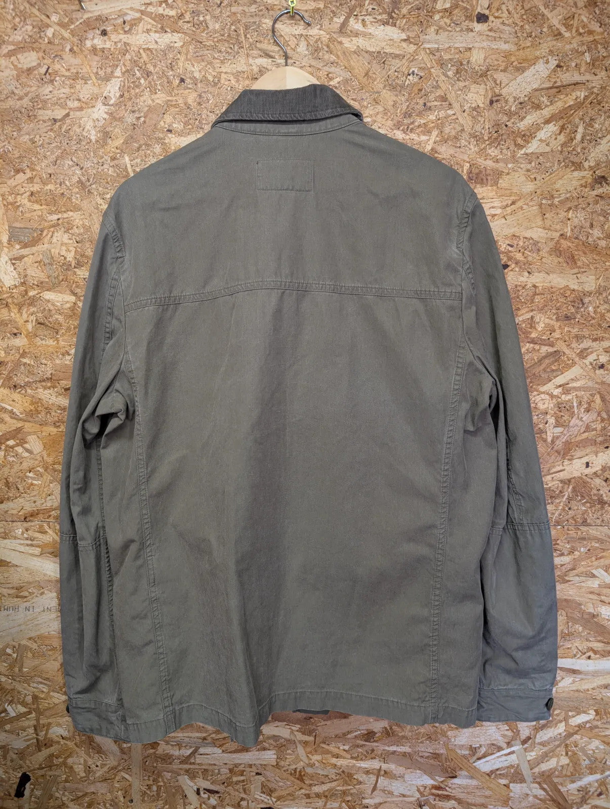 All saints Shirt Chore Jacket Mens Large Olive Green Cotton Ribbed Cord Collar