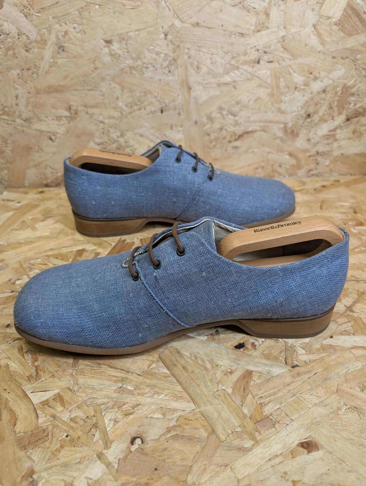 Shelly's Casual Mod Shoes Mens UK 8 Light Sky Blue Lace Up Canvas Oxford Vintage 90s