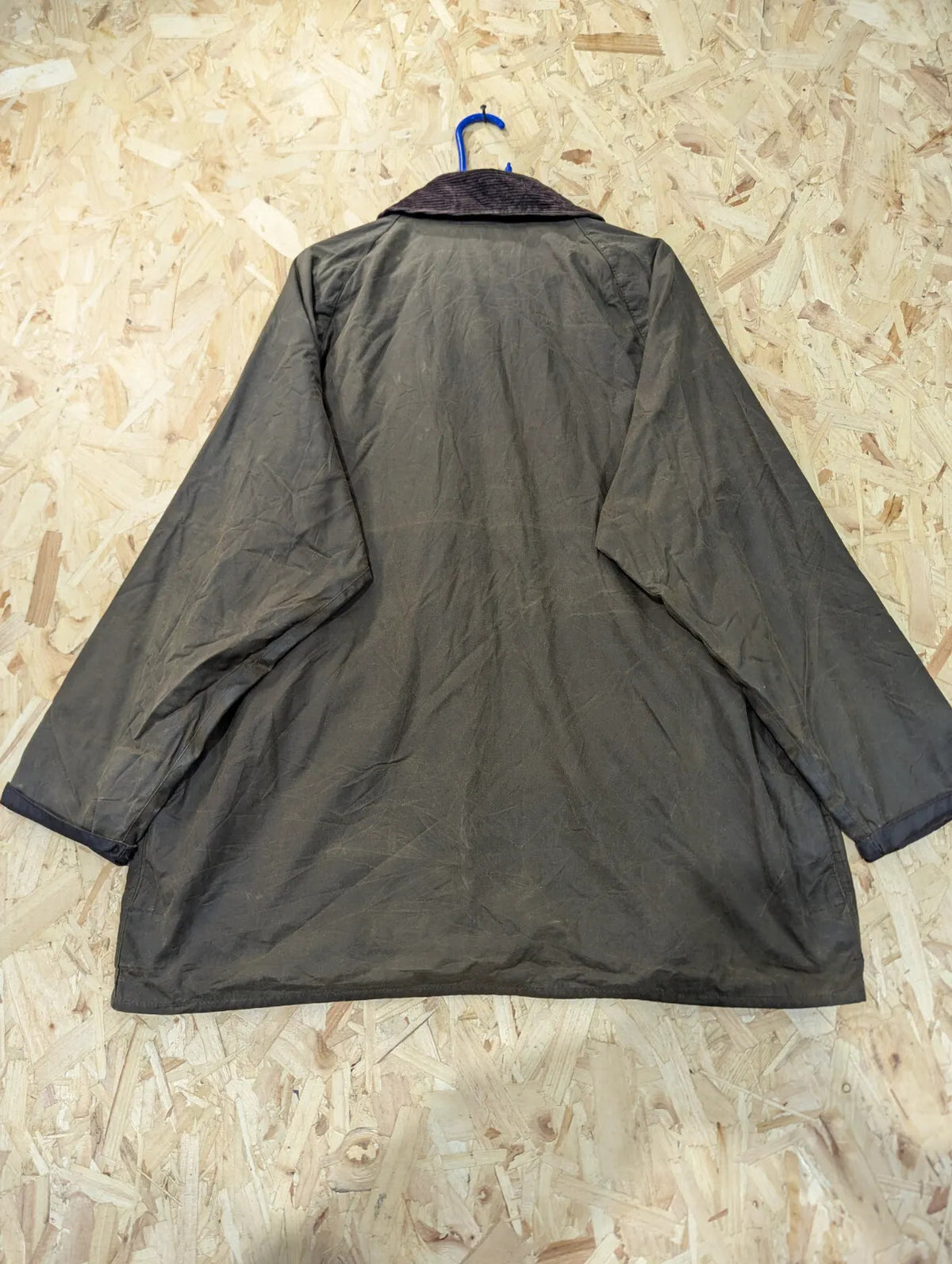 Barbour Bedale Wax Jacket Mens XL Green Cotton Tartan Lined Corduroy Collar
