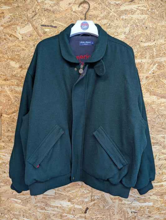 Gant Melton Mariner Bomber Jacket Large Men Americas Cup Vintage Wool Green