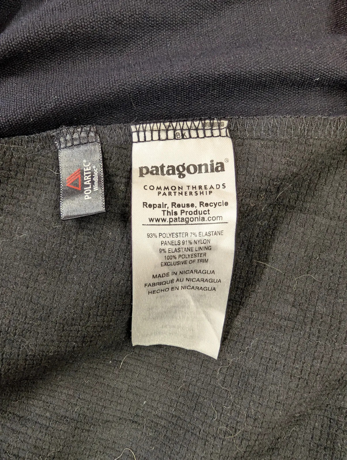 Patagonia Track Jacket Full Zip Black Polyester Polartec Stretch Hiking Walking