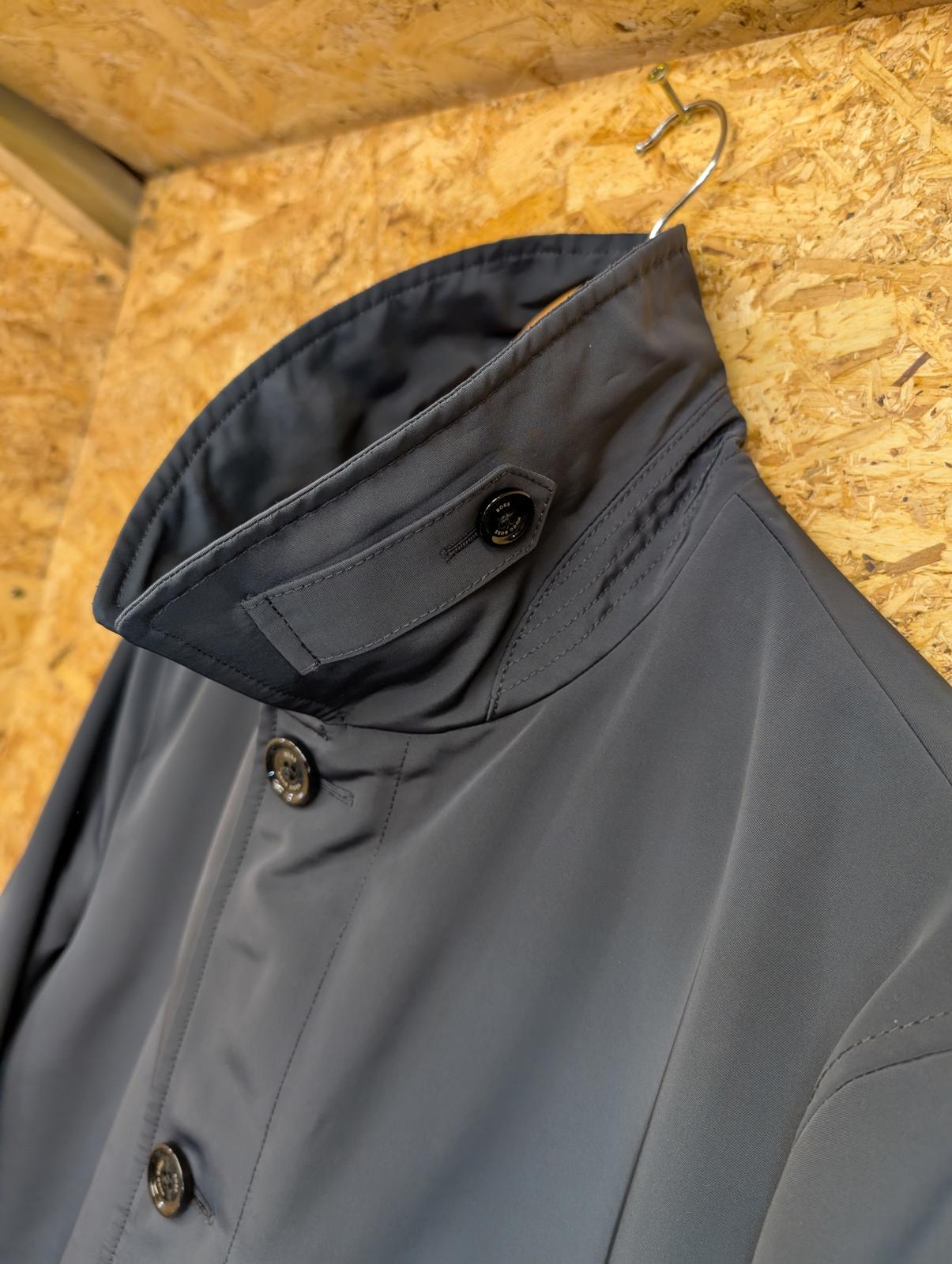 Boss Car Coat Mac Mens Size Medium 40 Navy Blue Black Waterproof Insulated 50