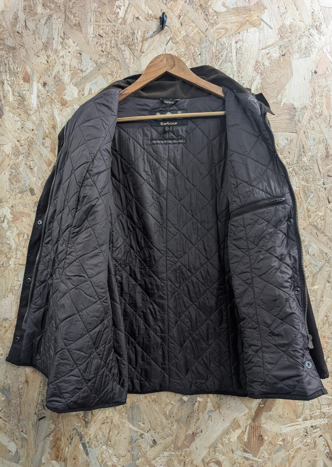 Barbour 6oz Waxed Jacket Women UK18 Brown Cotton Waterproof Quilted