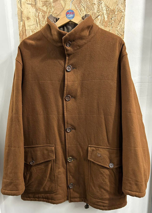 Burberrys Padded Coat Mens Size XL Brown Wool Cashmere Blend 90s Vintage