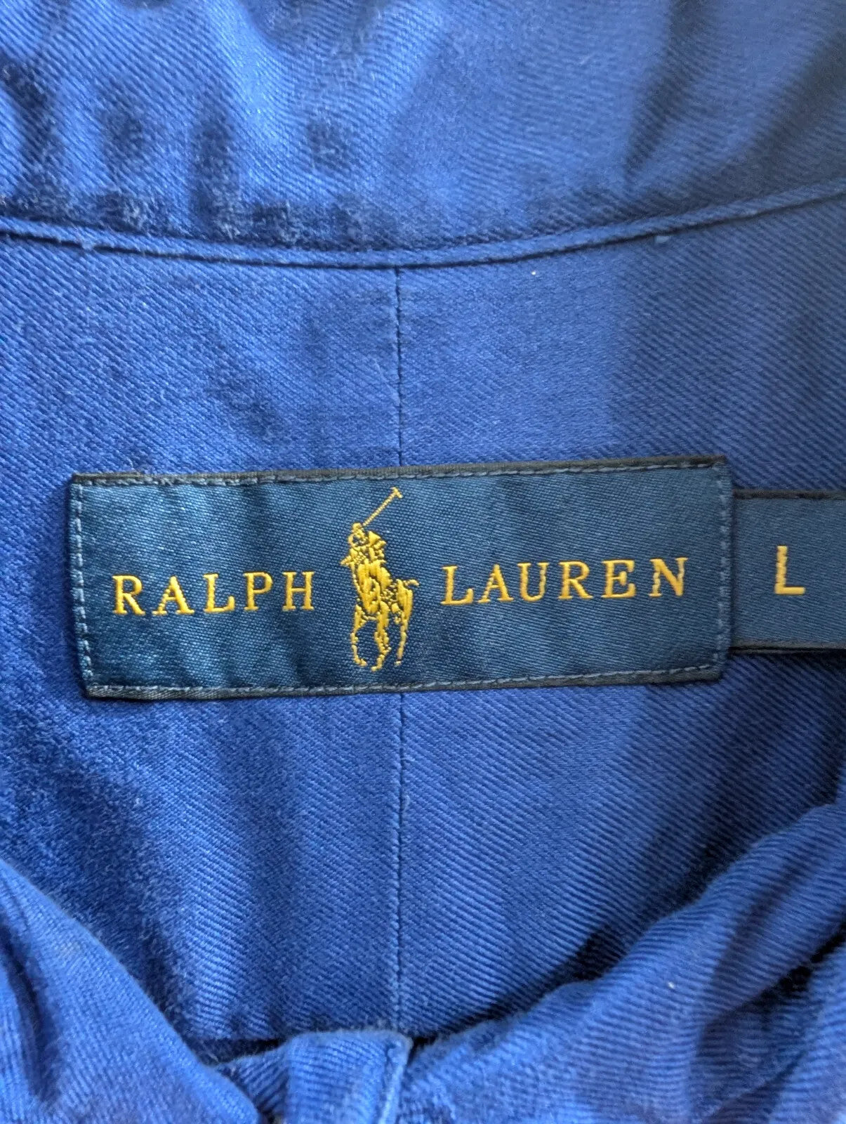 Polo Ralph Lauren Shirt Mens Large Royal Blue Cotton Long Sleeve Button Down