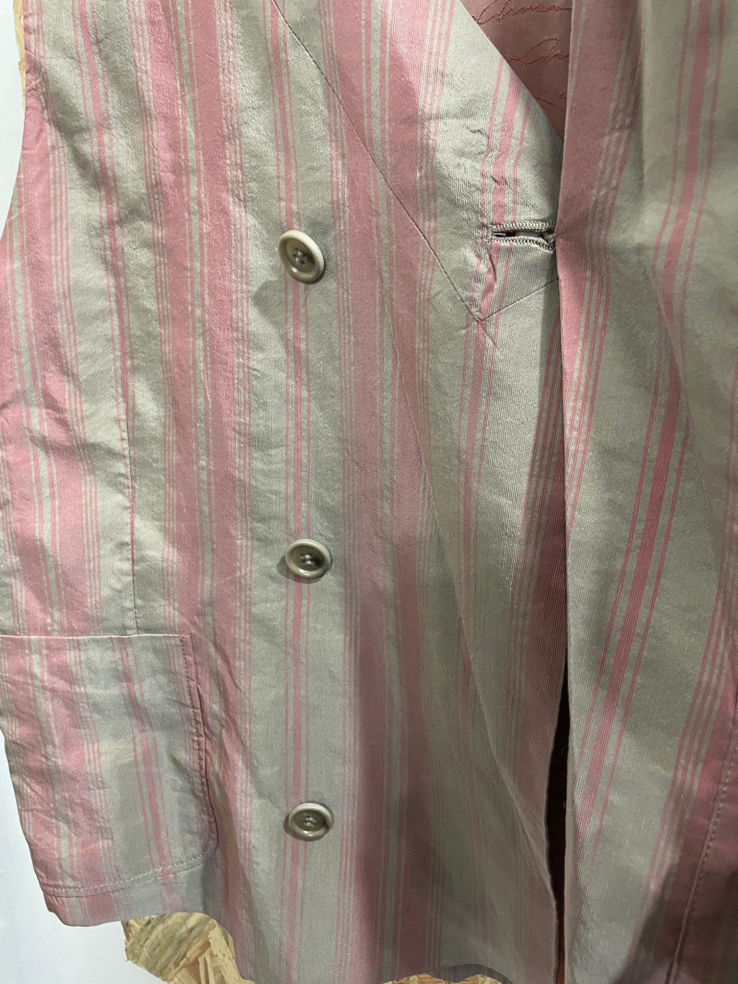 Giorgio Armani Made In Italy Grey Pink Double Breasted Waistcoat Vest Large