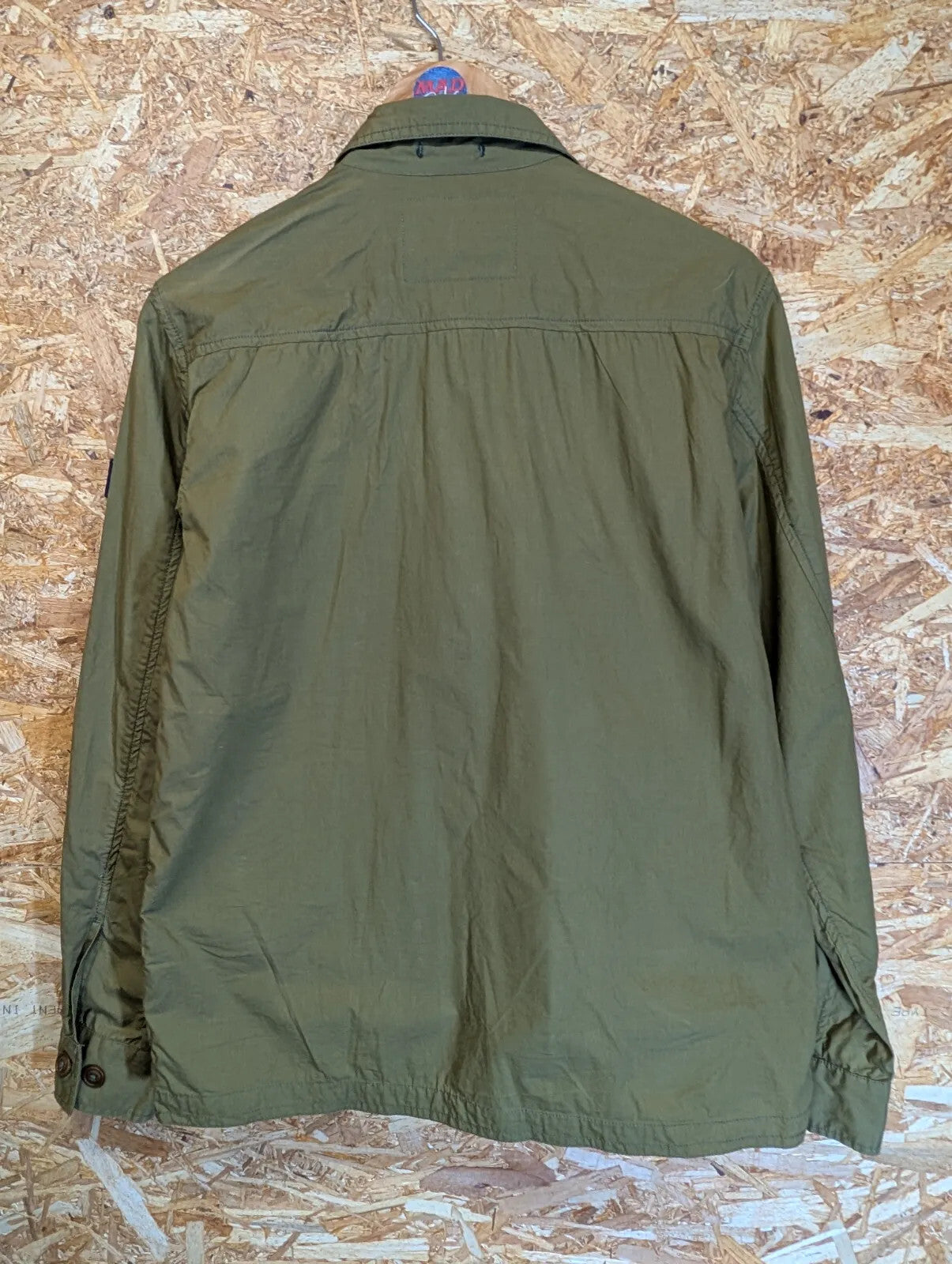 Weekend Offender Chore Jacket Mens Medium Khaki Green Cotton Pockets Overshirt