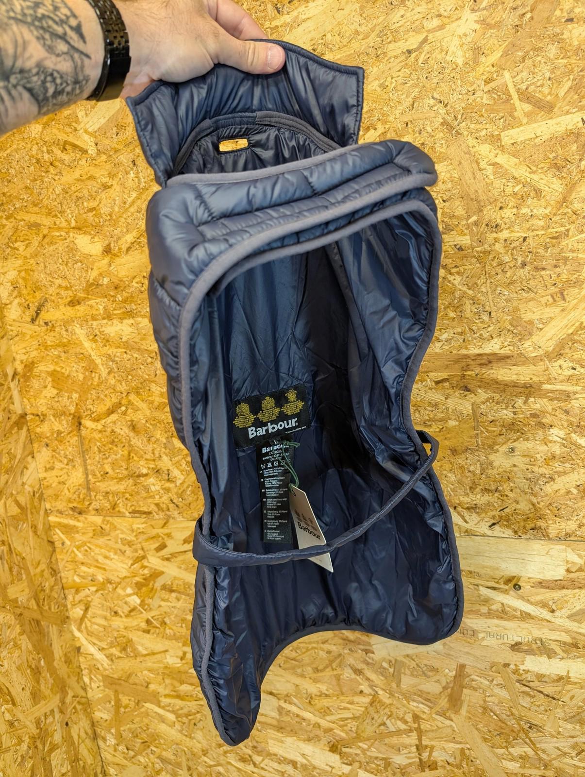 Barbour Baffle Quilt Dog Coat Unisex Large Winter Apparel Navy Blue