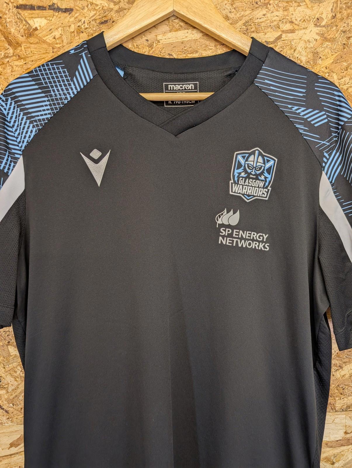 Glasgow Warriors Rugby Shirt Men XXL Macron 2022-23 Black Blue 2XL Official