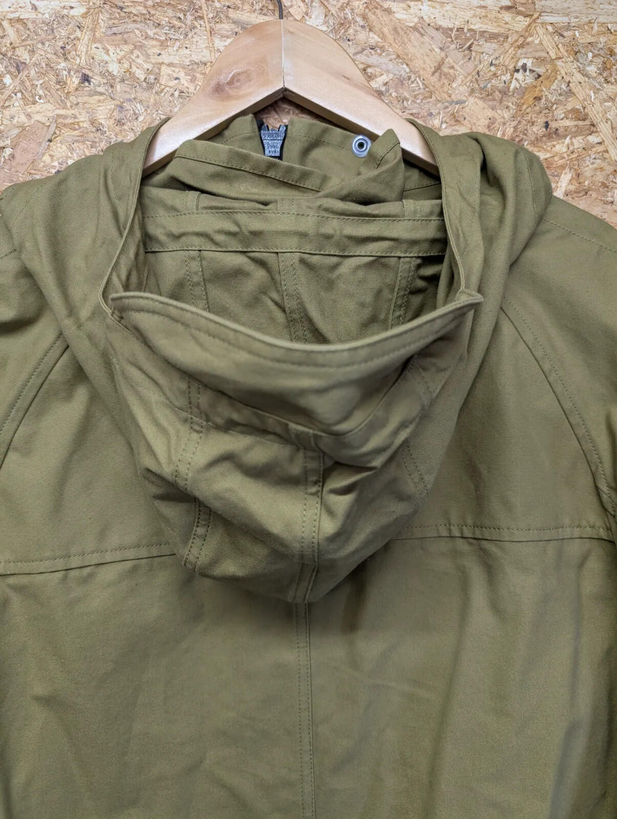 Hunter Hooded Anorak Smock Mens Khaki Green Fishtail Pullover 1/2 Zip Jacket