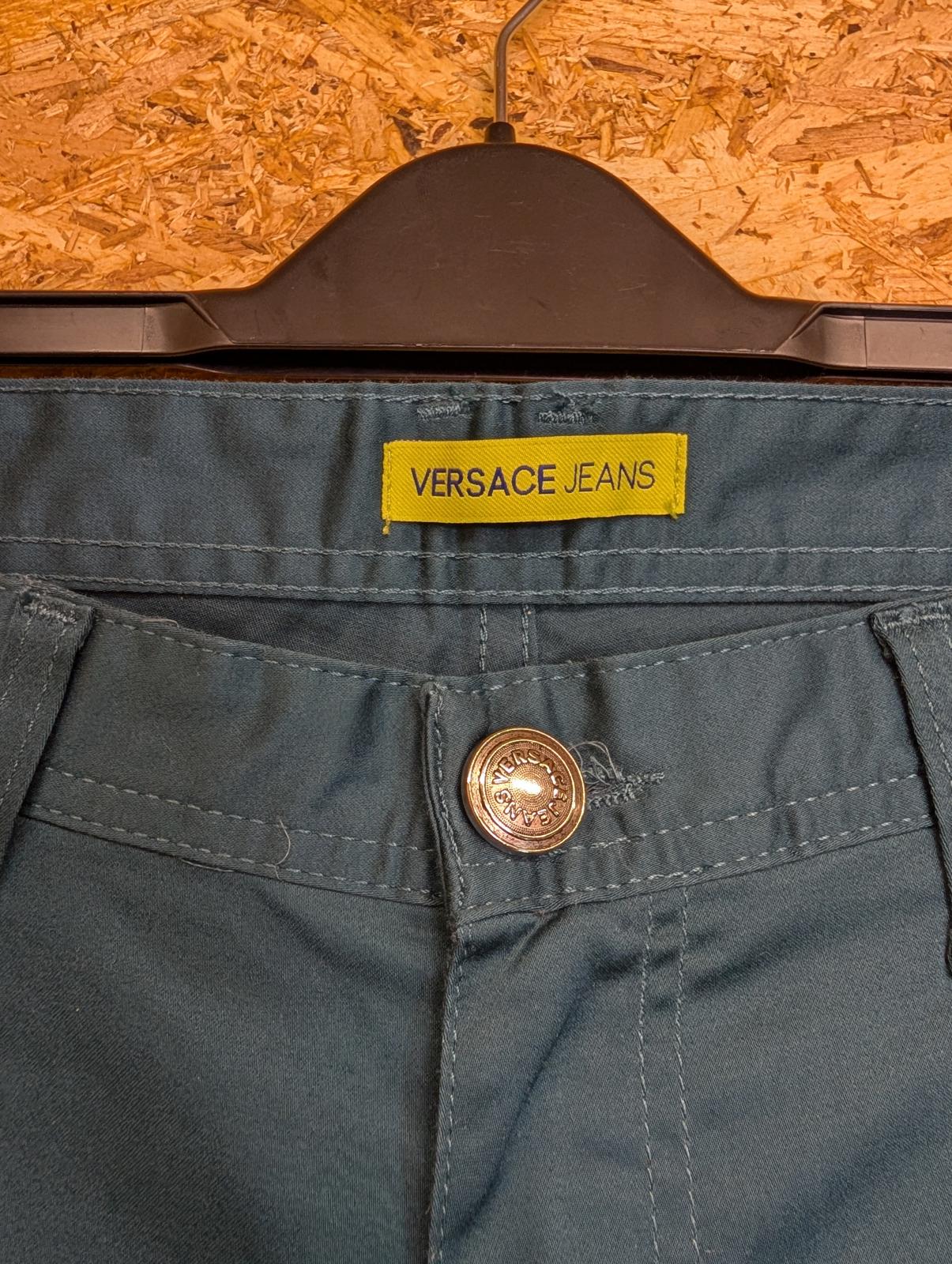 Versace Jeans W33 L34 Teal Blue Cotton Chino Trousers Zip Fly Made In Italy