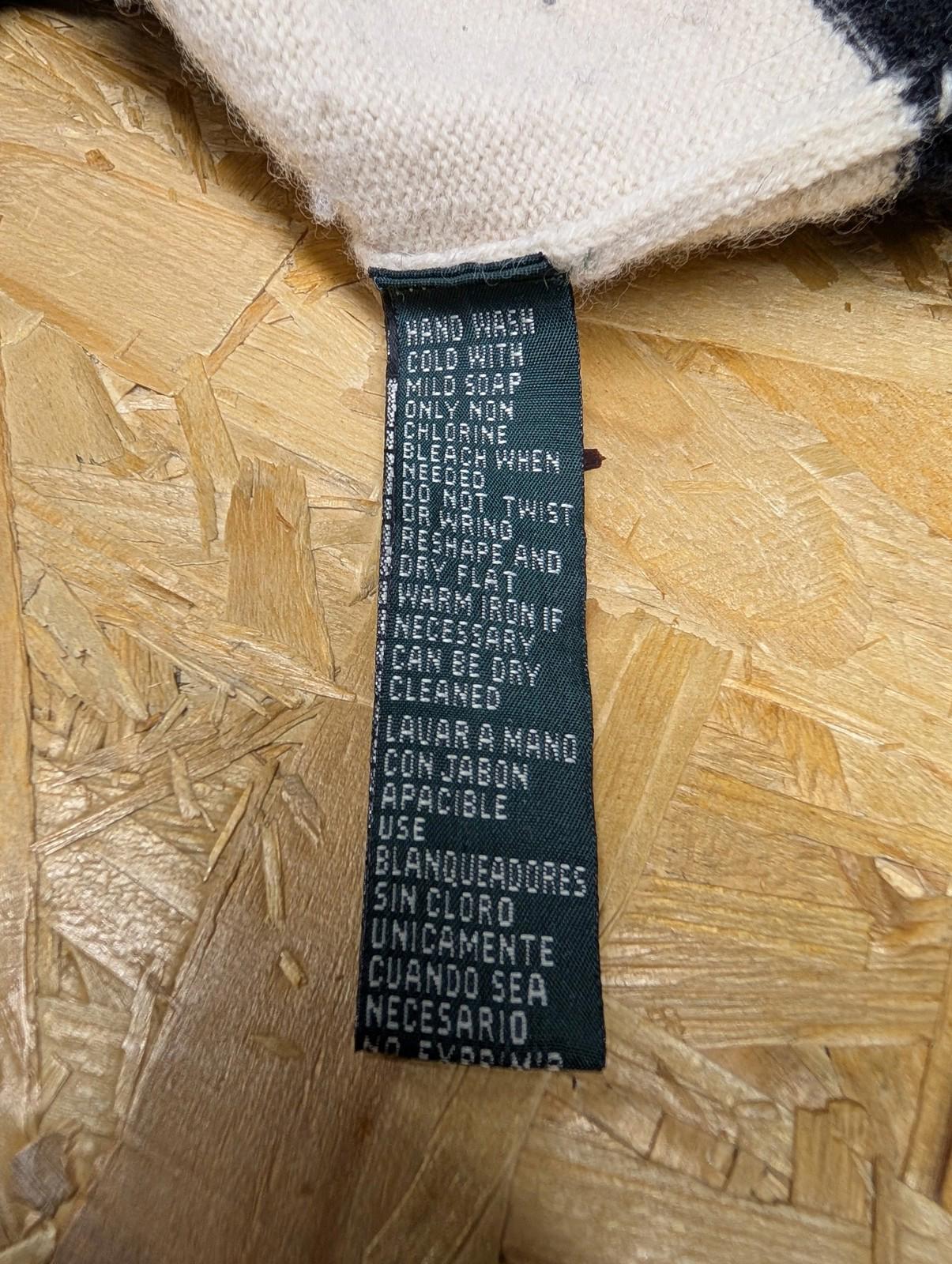 Ralph Lauren Aztec Hoodie Large Women Wool Black White Long-Line Zip Side RRL