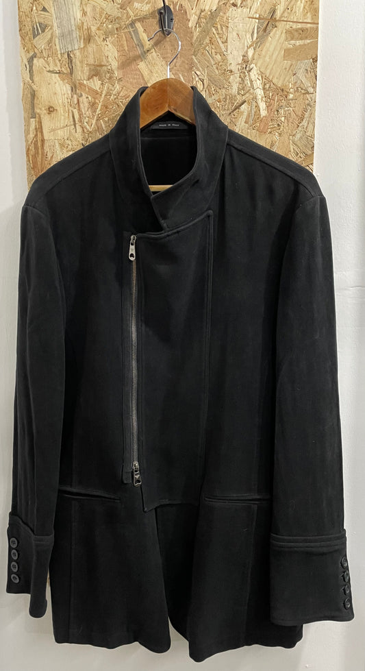 Emporio Armani Black Asymmetric Zip Front Mod Shacket Viscose Mens Large