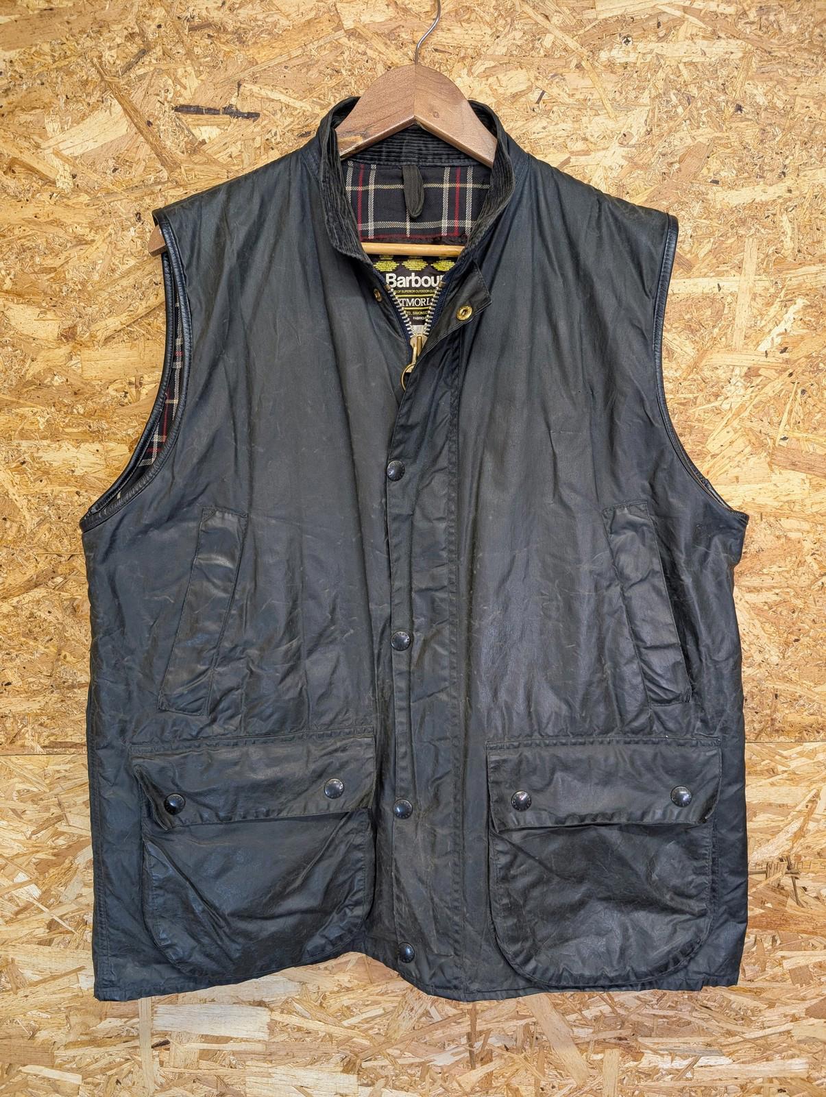 Barbour Westmorland A225 Waxed Gilet Large Classic Vest Black Bodywarmer Tartan