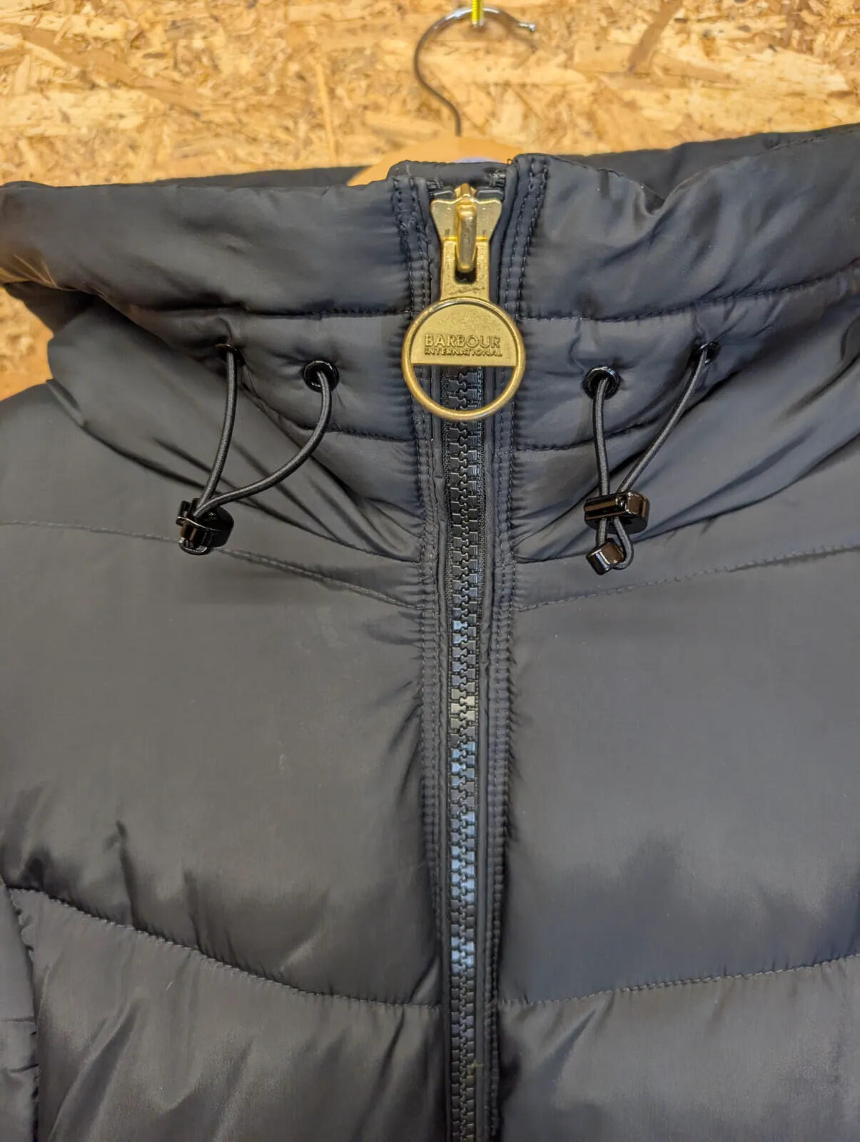 Barbour International Parka Womens UK 8 Longline Boston Quilt Puffer Coat Black