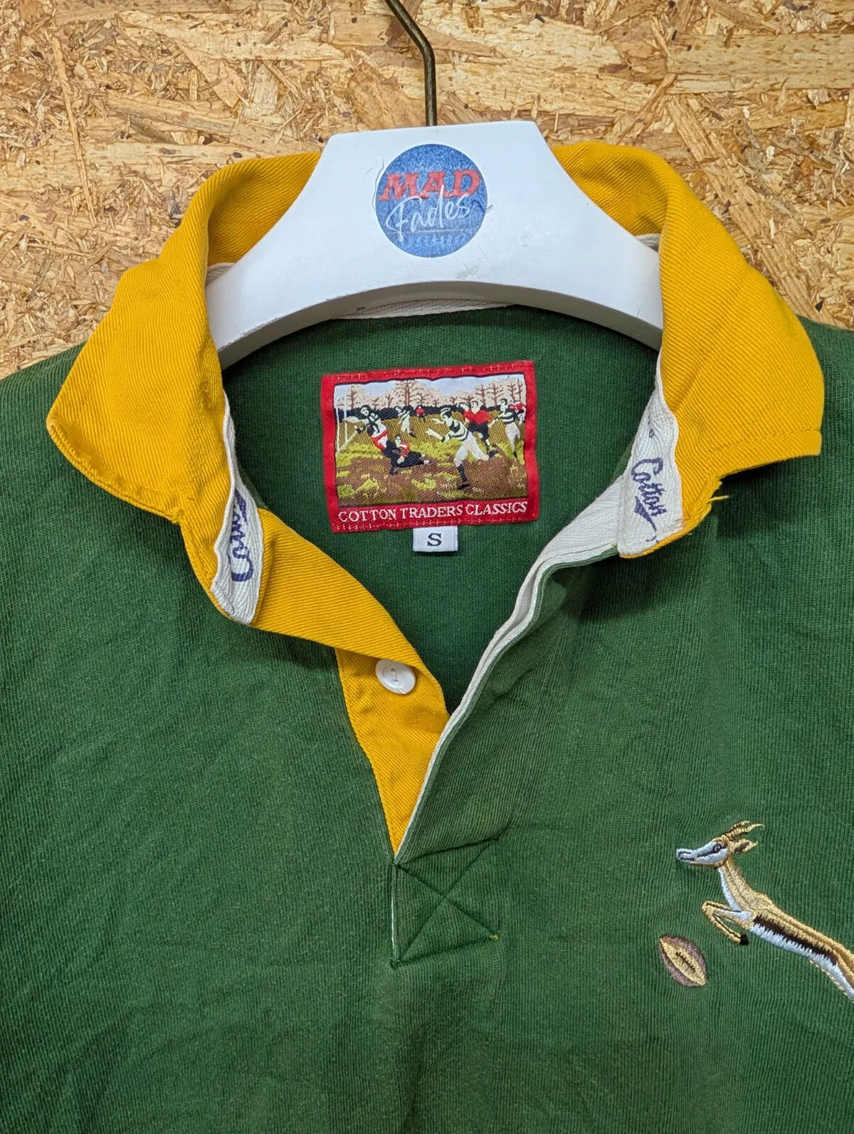 Vintage South Africa Rugby Shirt Mens Small Green Springboks Cotton Trader