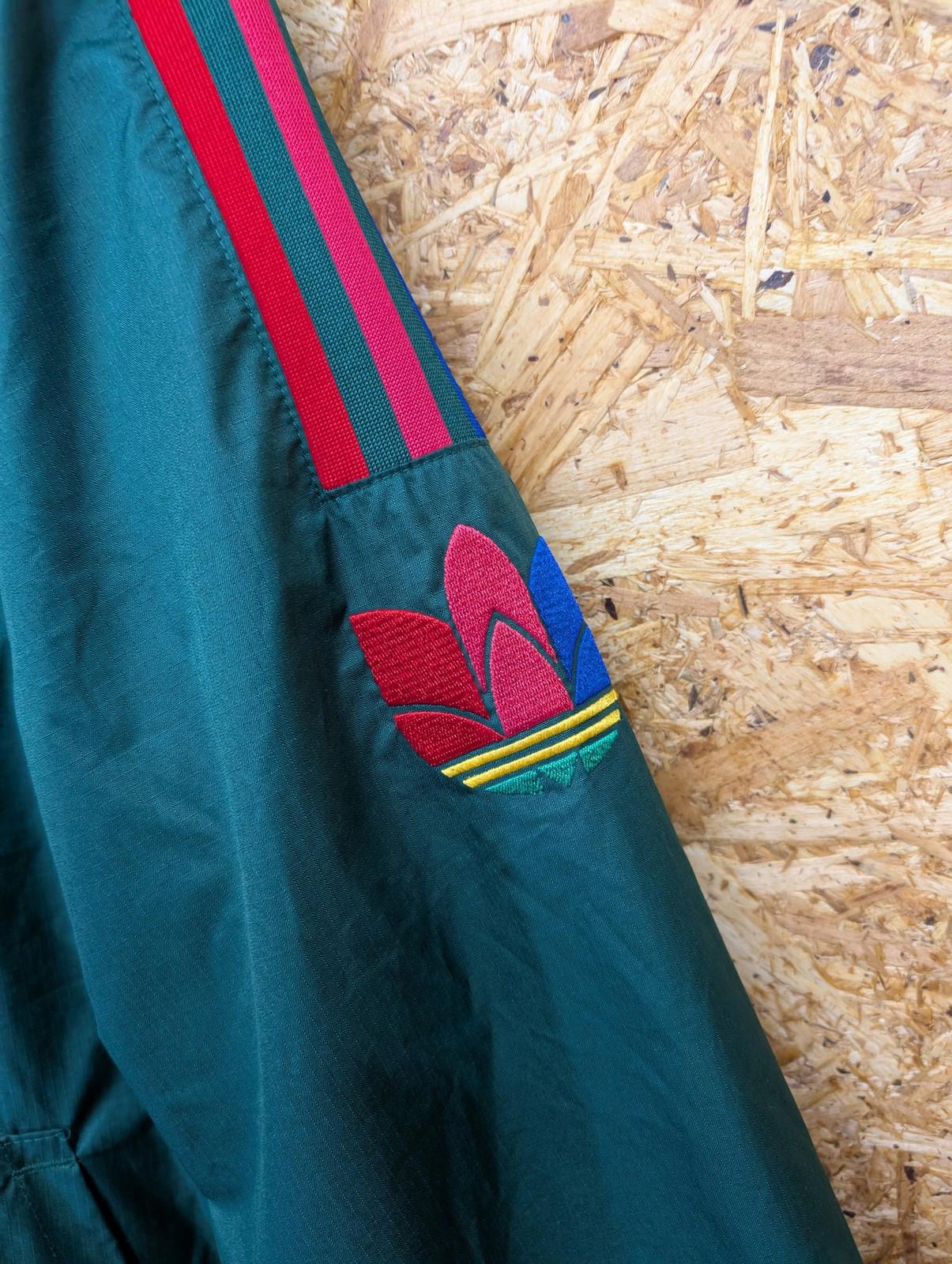Adidas Originals Track Jacket Mens 3D Trefoil Large Retro Stripe Green Blue Red