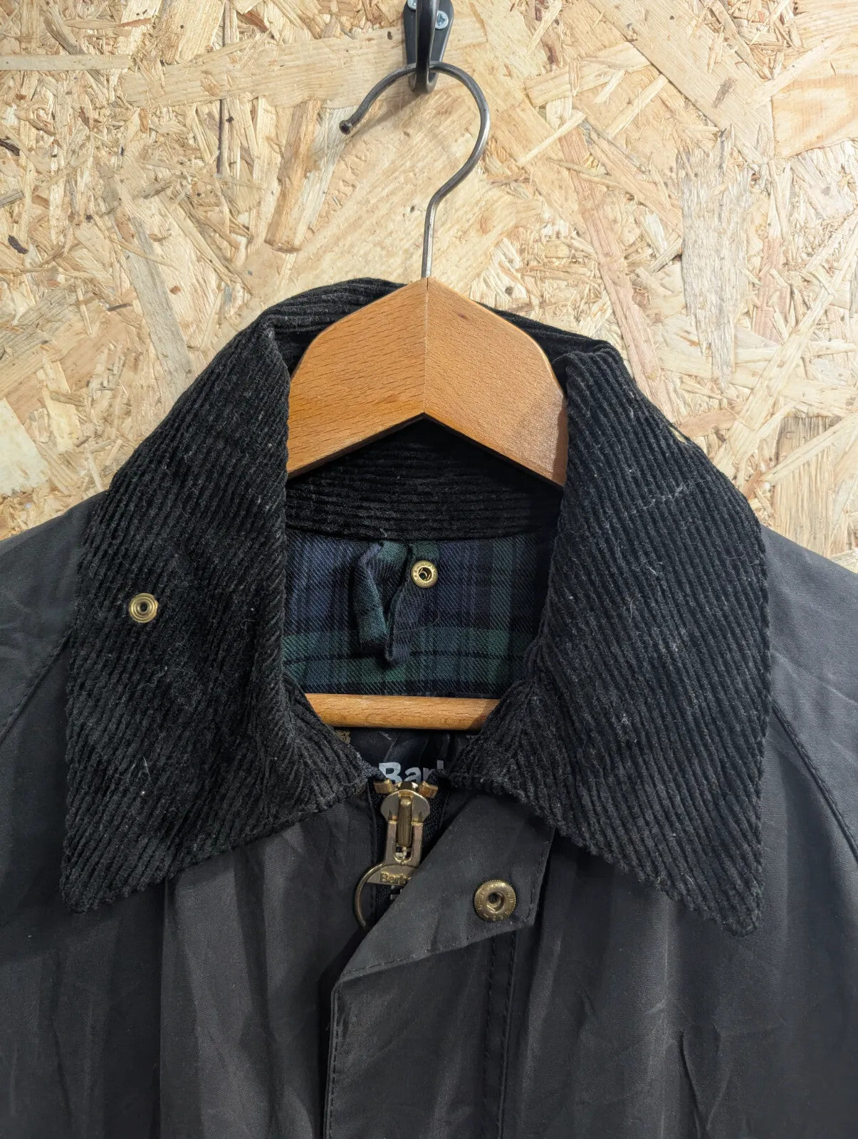 Vintage Barbour Bedale Jacket Mens Small C34 Black Waxed Cotton A104 Original
