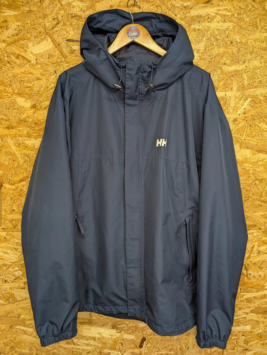 Helly Hansen Tech Jacket 2XL Men Waterproof Outdoor Coat Navy Blue Windbreaker