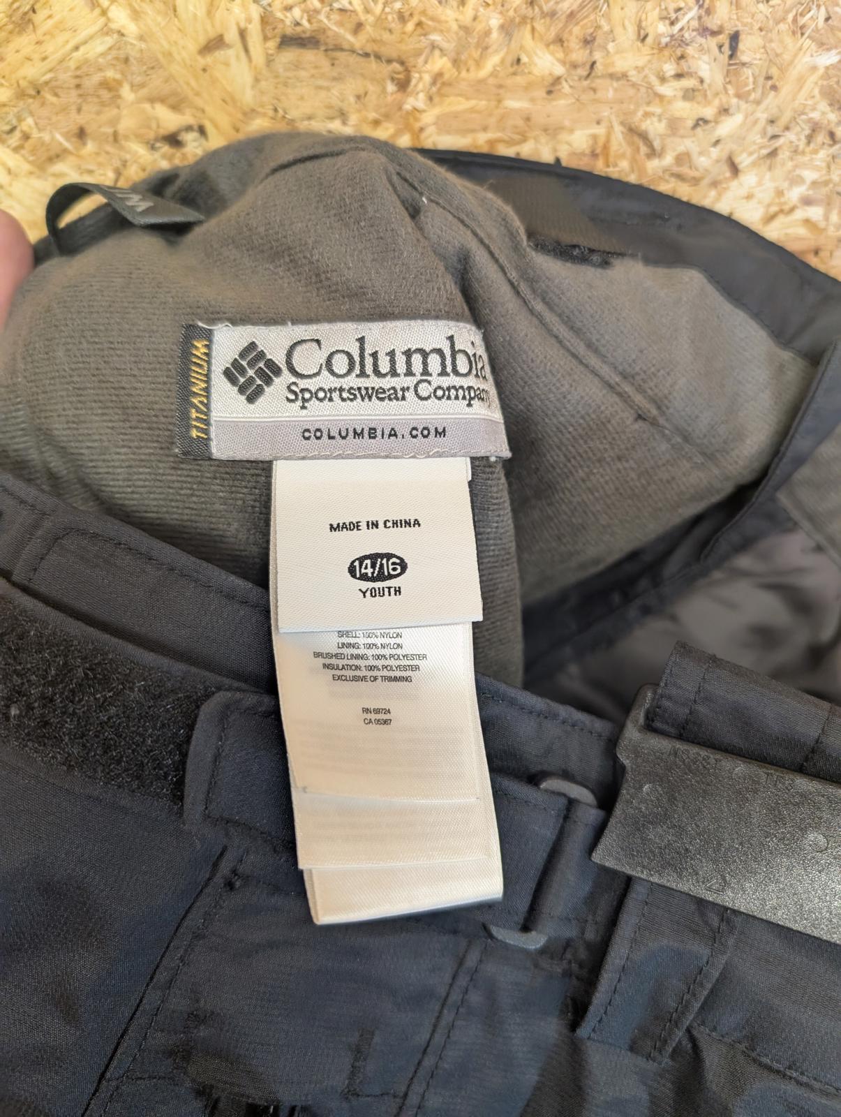 Columbia 14/16 Youth W28 L29 Black Ski Trousers Omni-Tech Salopettes Snowboard