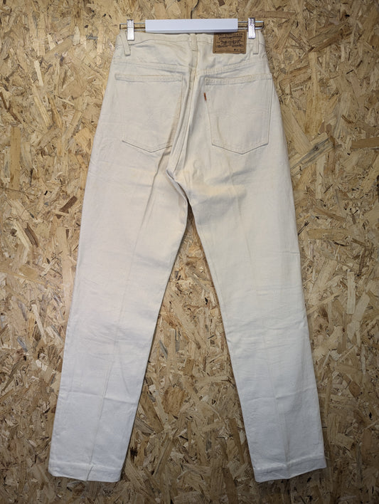 Levis Vintage 80s 505 0241 Cream Jeans High Waisted Straight Leg Tall W30 L35