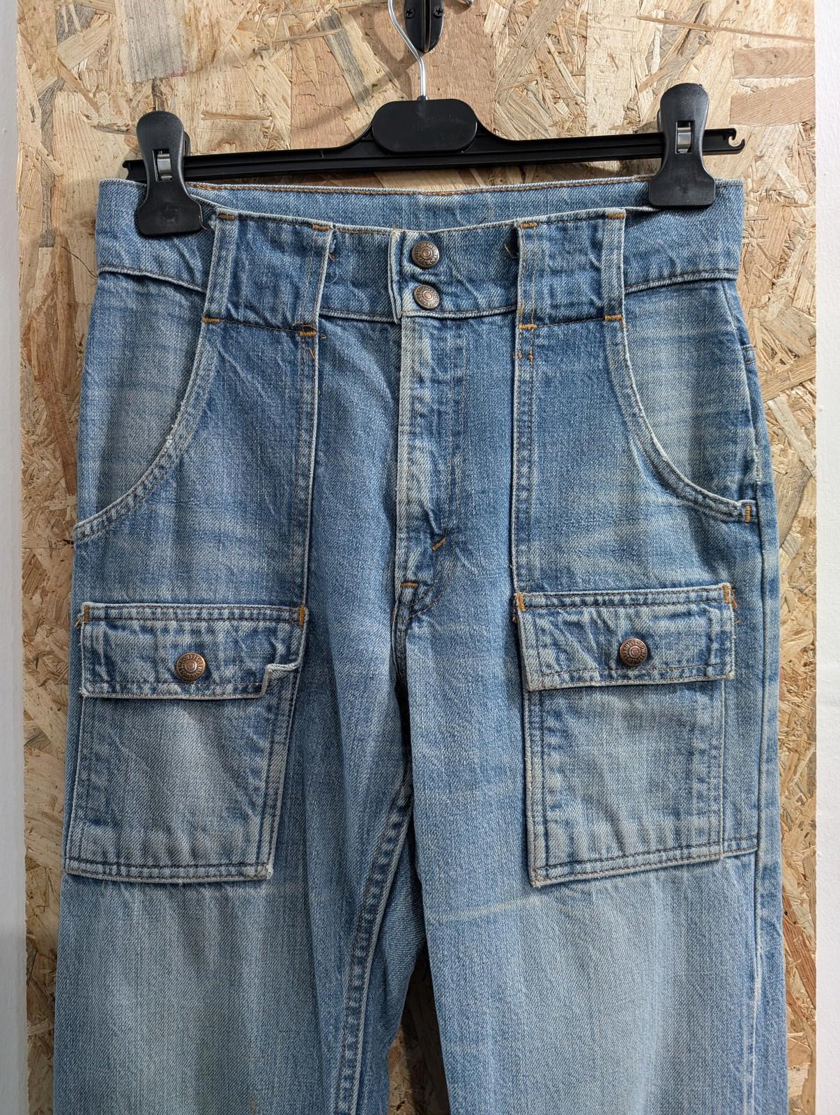 Levis Jeans Womens W26 L30 Cargo Pockets Denim Blue Casual Vintage 70s Orange