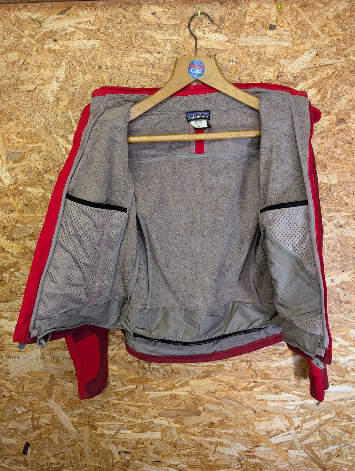 Patagonia Scythe Jacket Womens Medium Red Weatherproof Microgrid Fleece Lined