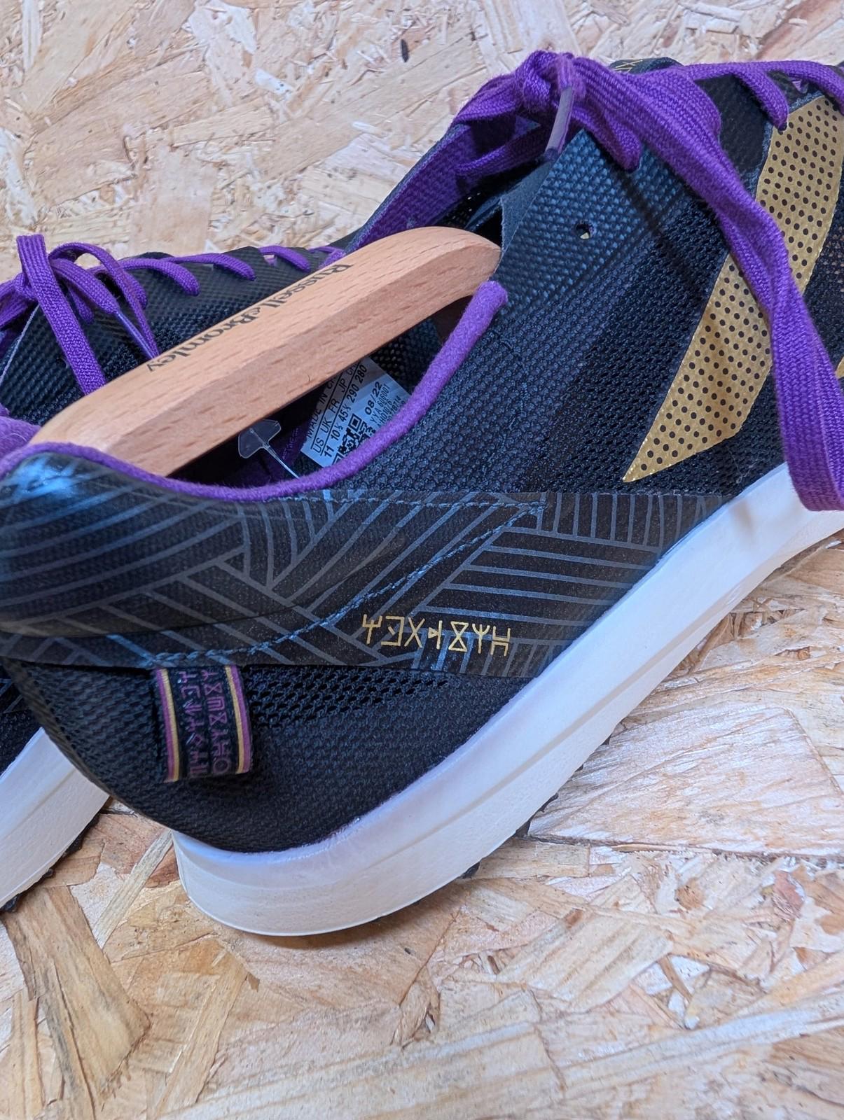 Adidas Adizero Avanti Mens Trainers UK 10.5 Black Gold Purple Running Spikes Marvel Black Panther