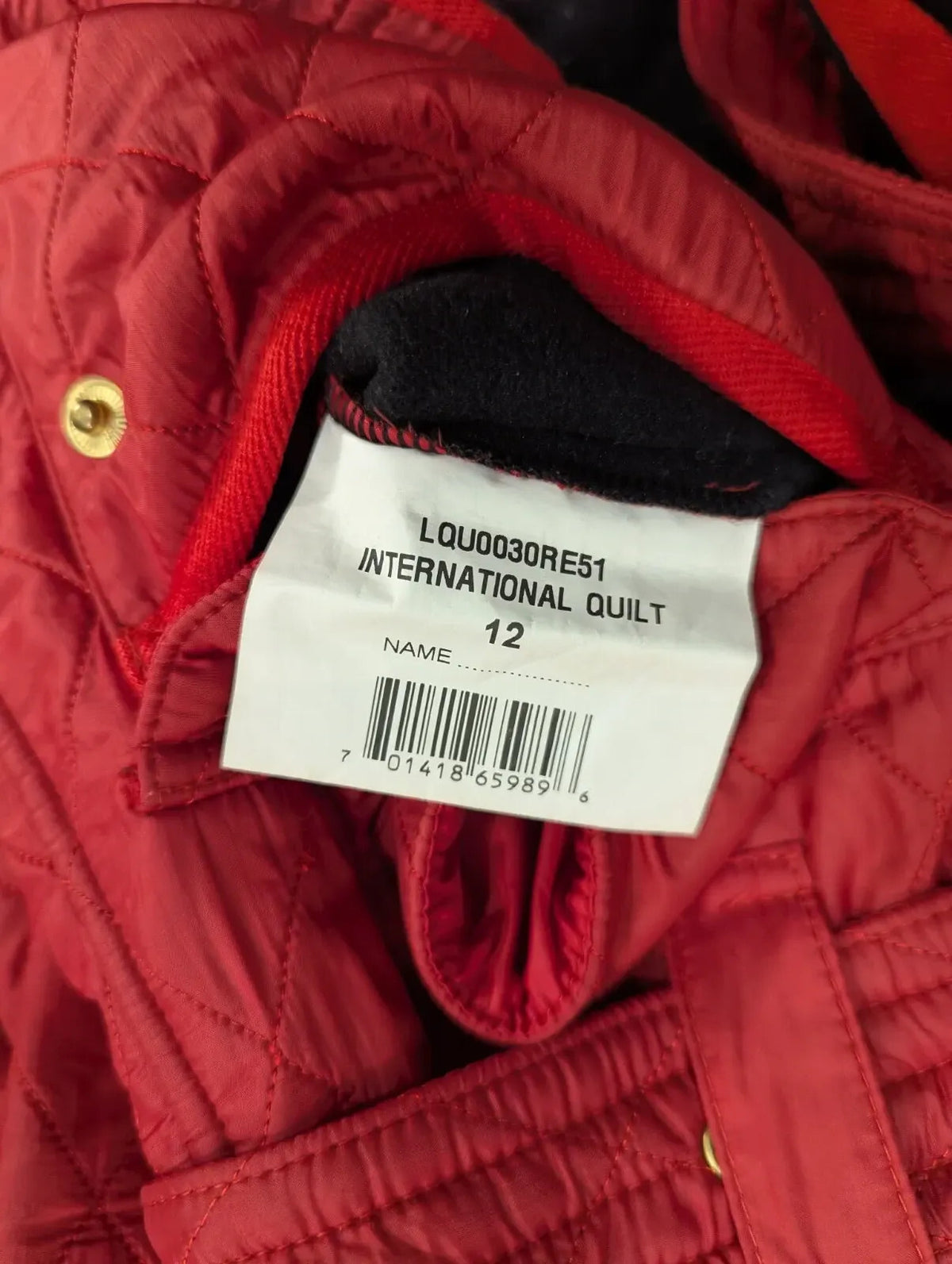 Barbour International Quilted Jacket Womens UK12 Red Diamond Polar Padded Belted