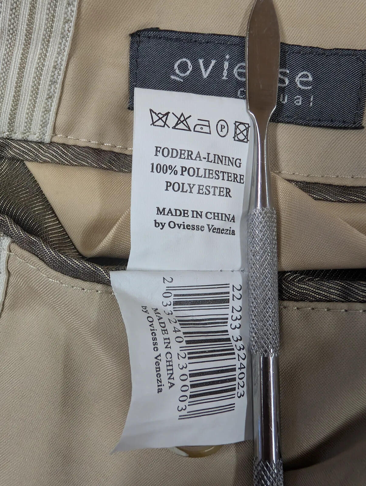 Oviesse Linen Blazer Men Medium 40 Cream Beige Striped Button Front Lined Cotton
