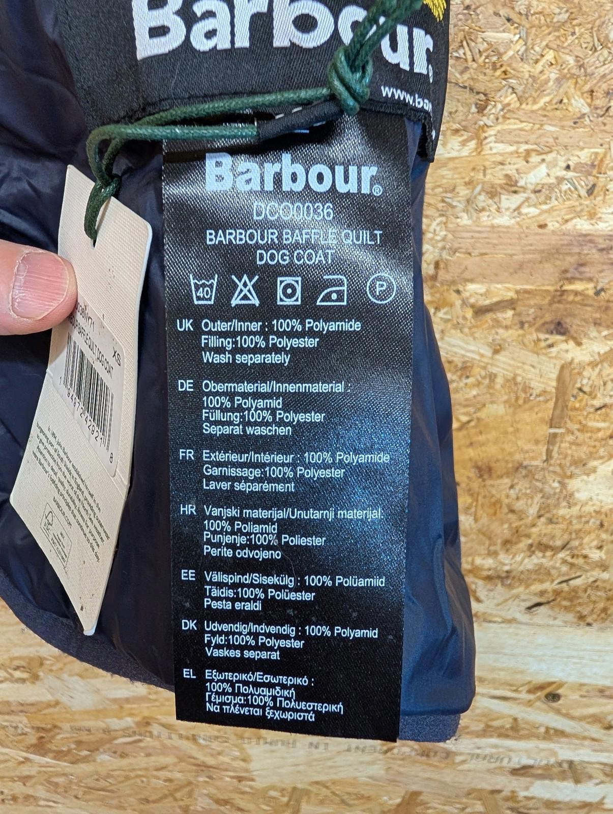 Barbour Baffle Quilt Dog Coat XS Waterproof Winter Apparel Navy