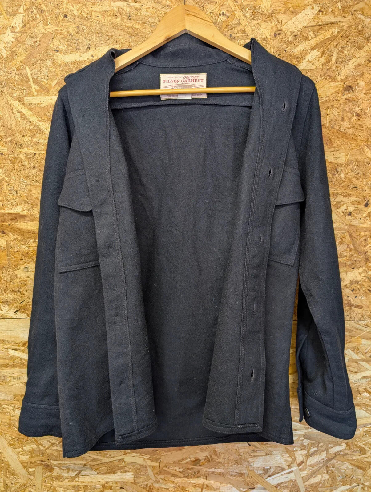 Filson Jac Shirt Large Mens Medium 38 Made USA Wool Cruiser Navy Blue Style 90