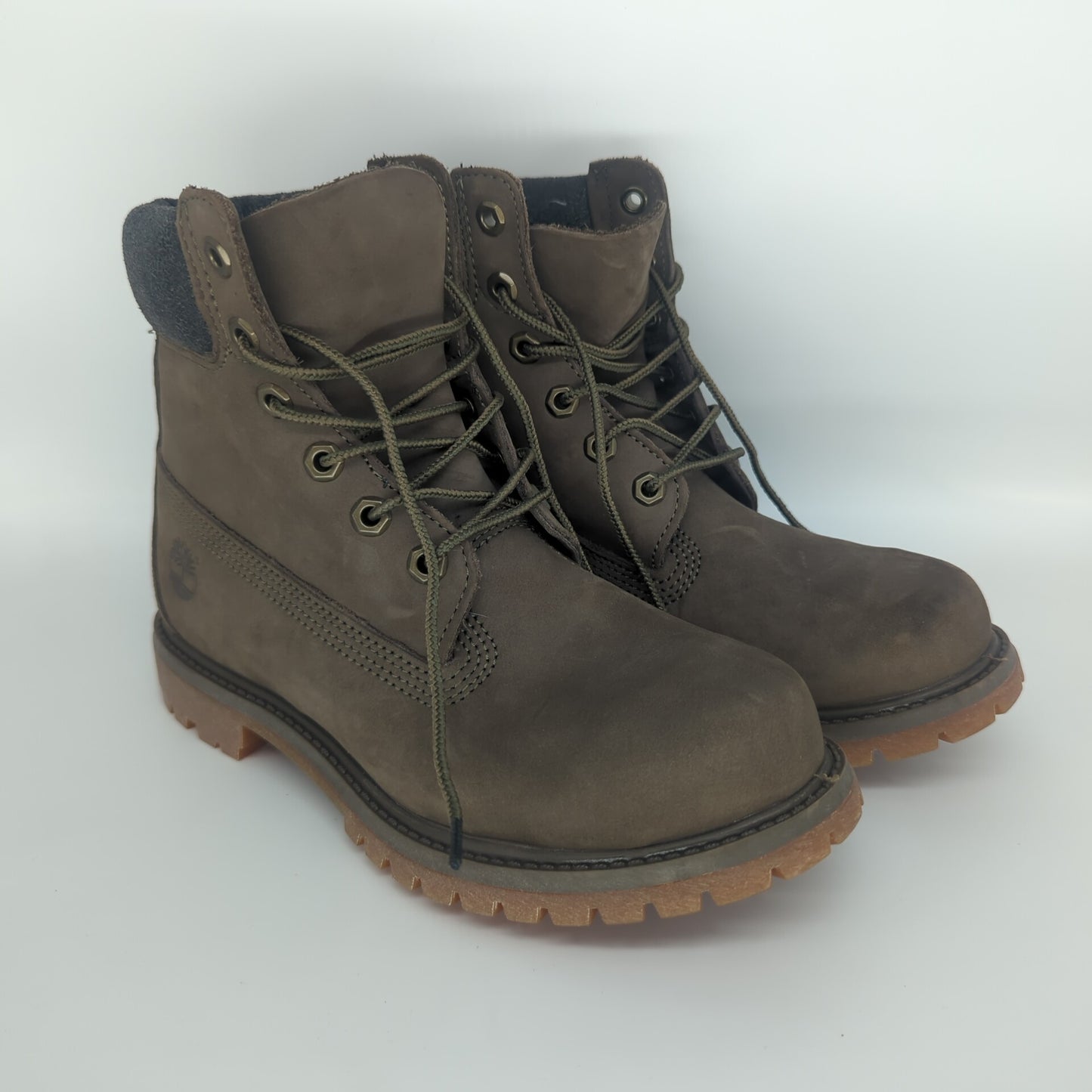 Timberland Icon Premium 6 Leather Hiking Boots Olive Grey UK 5.5 EUR 38.5 New