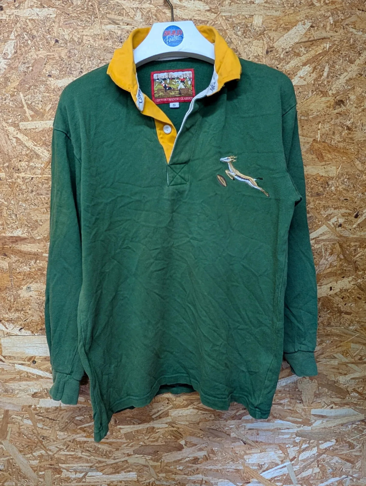 Vintage South Africa Rugby Shirt Mens Small Green Springboks Cotton Trader