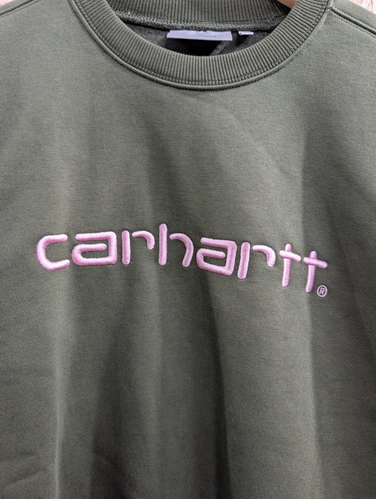Carhartt Work In Progress Crewneck Sweatshirt XS Olive Green Embroidered Unisex