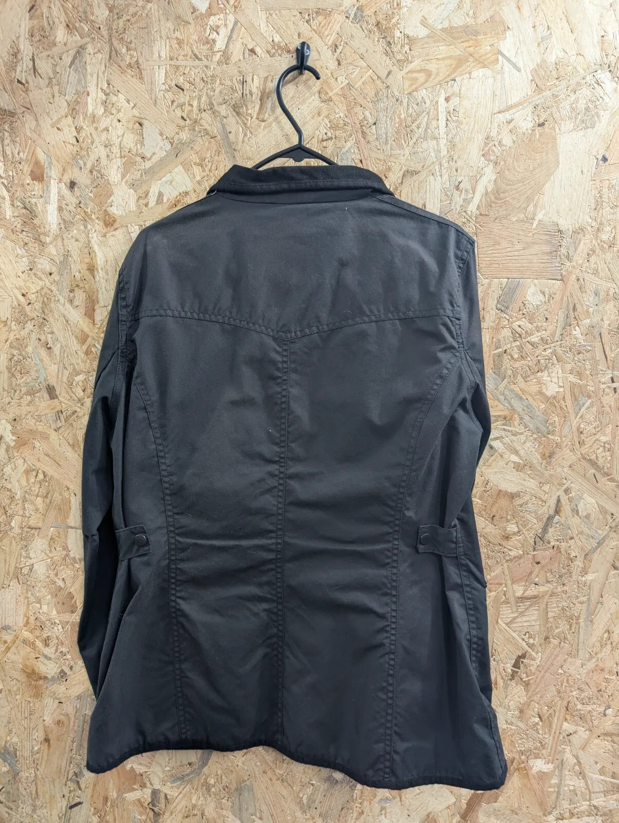 Barbour Utility Jacket Womens UK16 Black Waxed Cotton Plaid Waterproof Pockets