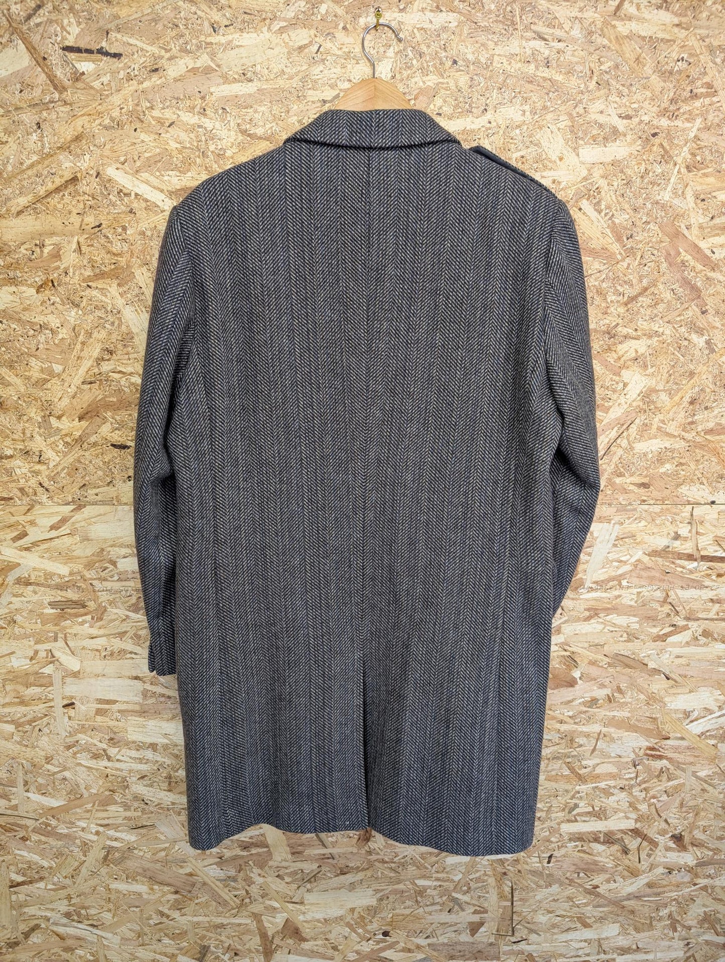 Remus Uomo Coat Mens Size 42 Large Tweed Wool Brown Blue Beige Military