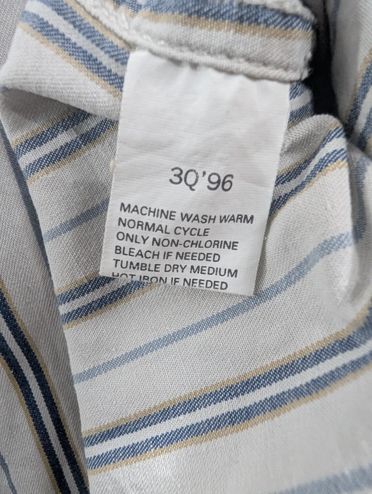 Levis Shirt Mens Large Henley Grandad Collar White Cotton Striped Long Sleeve