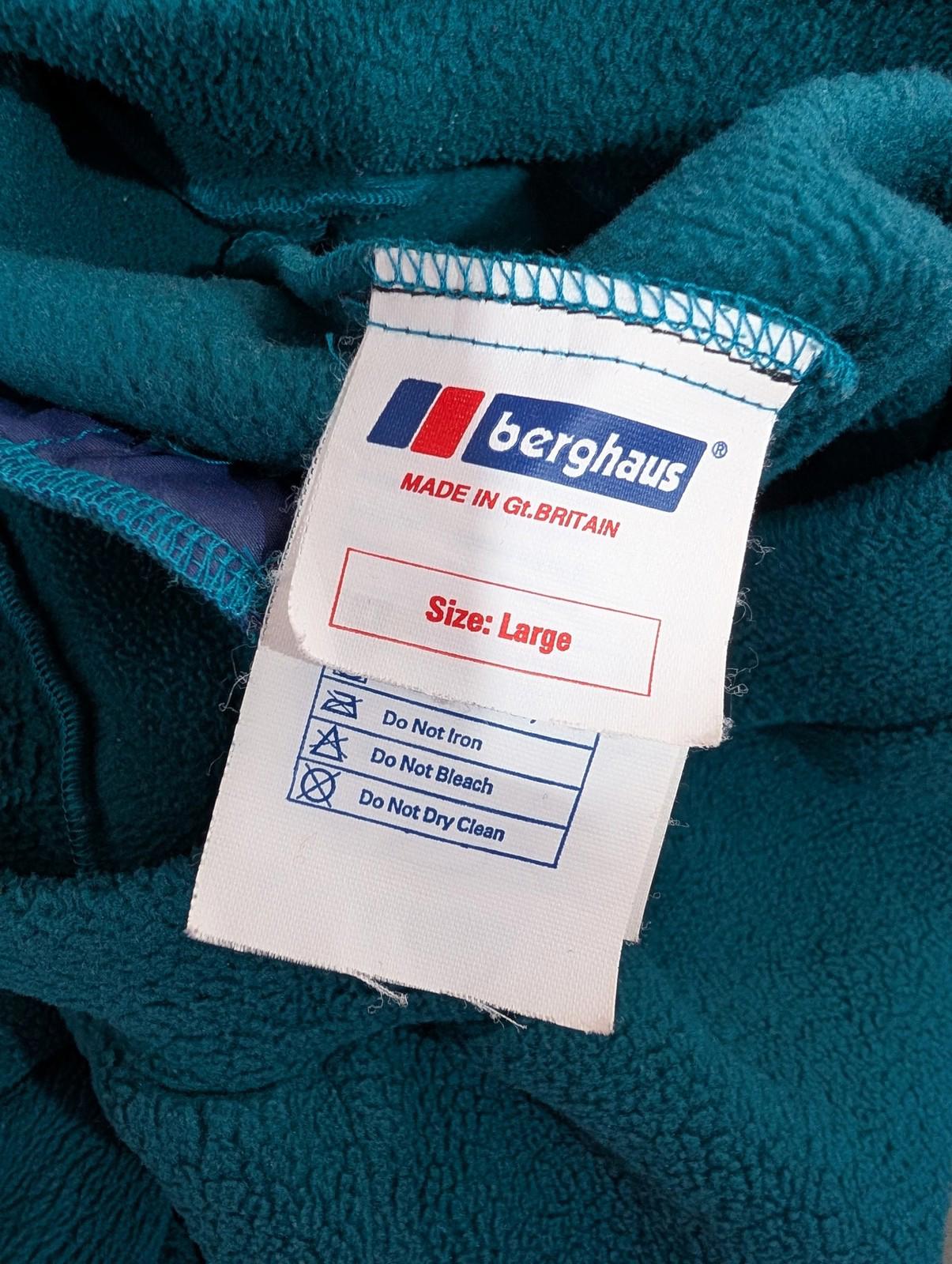 Berghaus 90s Fleece Jacket Large Men Polartec Vintage Full Zip Teal Green Hiking