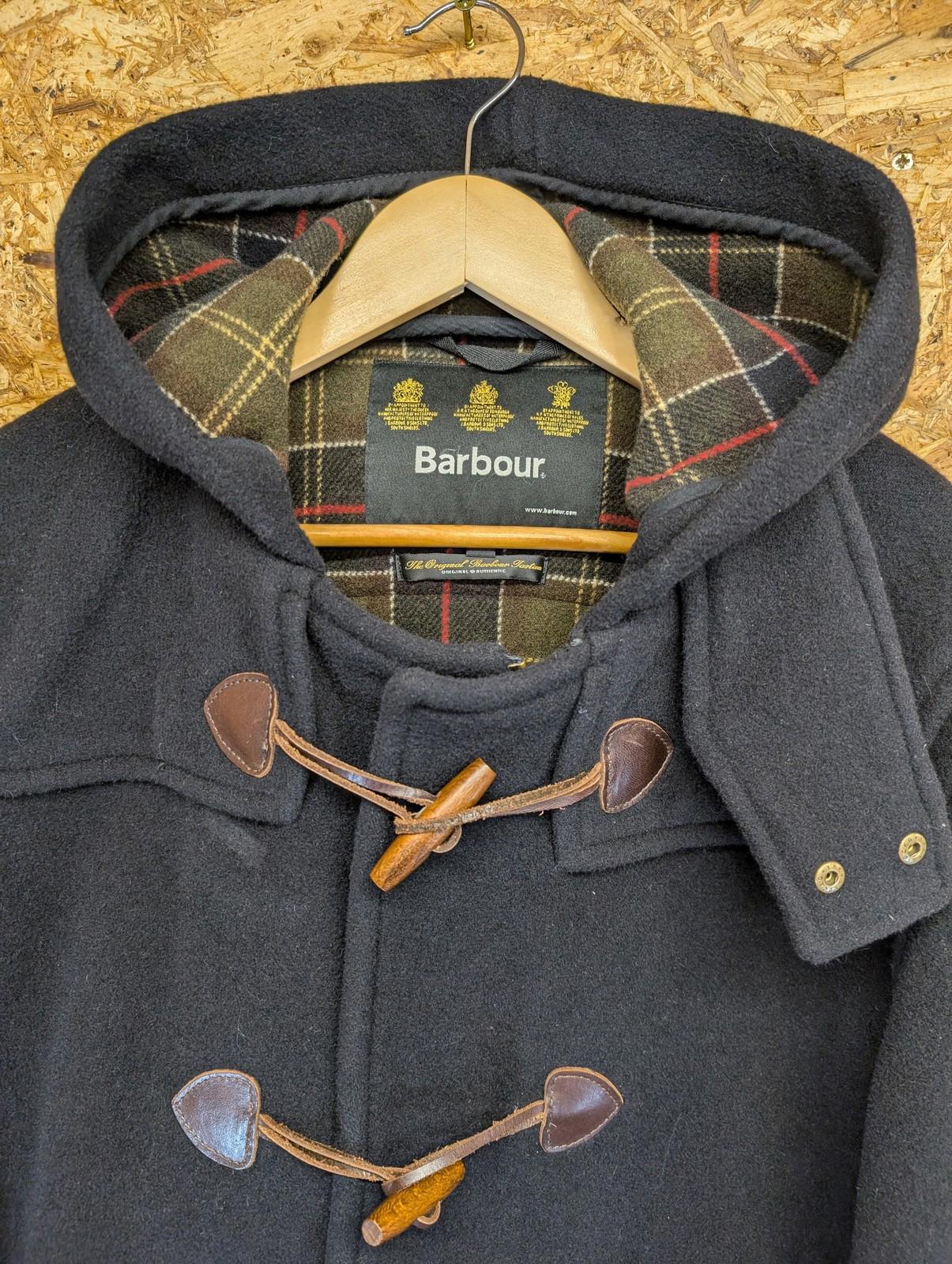 Barbour Wool Cashmere Duffle Coat Medium Men Toggle Hooded Navy Blue Classic
