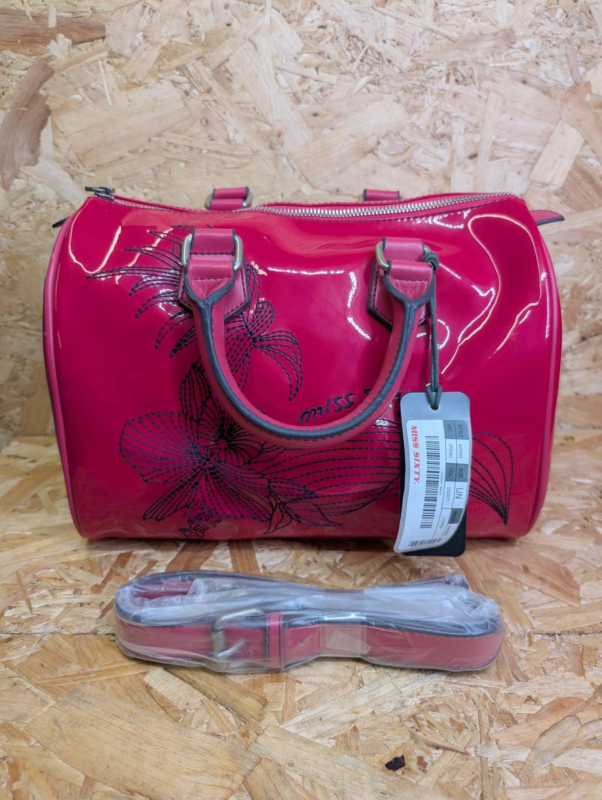 Miss Sixty Womens Holdall Weekend Bag Pink Floral Pattern Duffle Vintage Y2K PVC