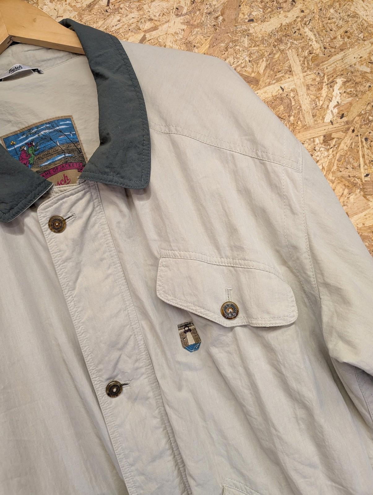 Busch Vintage Jacket XL 44 Regular Men Military Style Beige Green Collar 90s