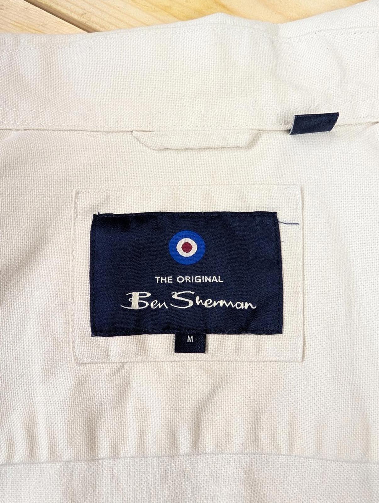 Ben Sherman Chore Jacket Medium Men Cream Overshirt Canvas Utility Shacket