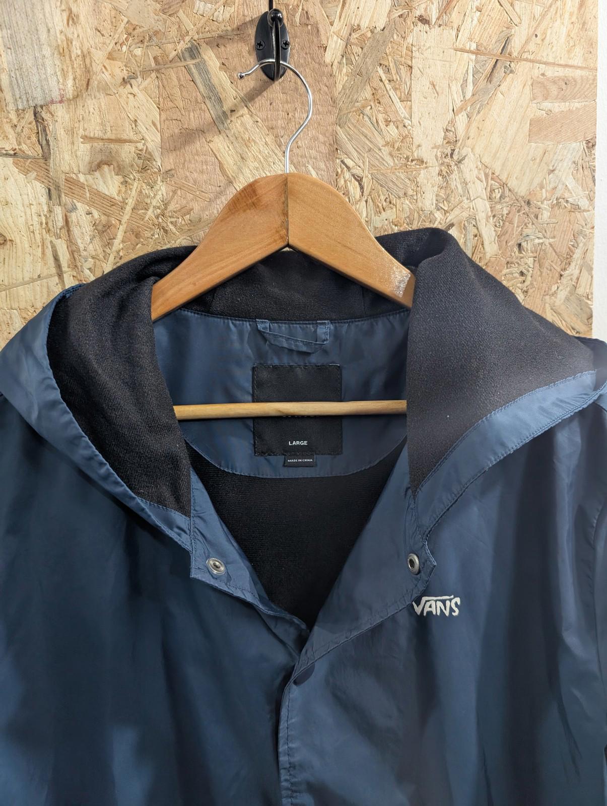 Vans Turnstall Jacket Large Men Hooded Logo Fleece Lined Windbreaker Navy Blue