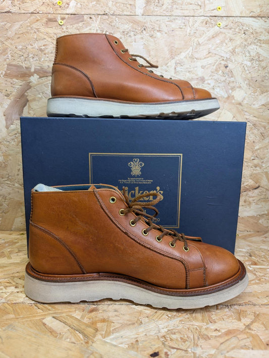 Trickers Monkey Boots Size 7 UK 41 EU Ethan Tan Brown Leather England Boxed