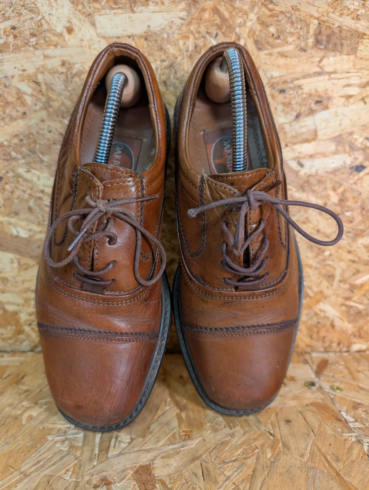 Oakridge Derby Shoes Mens UK6 Brown Leather Brogue Lace Up Dress Shoes Vintage