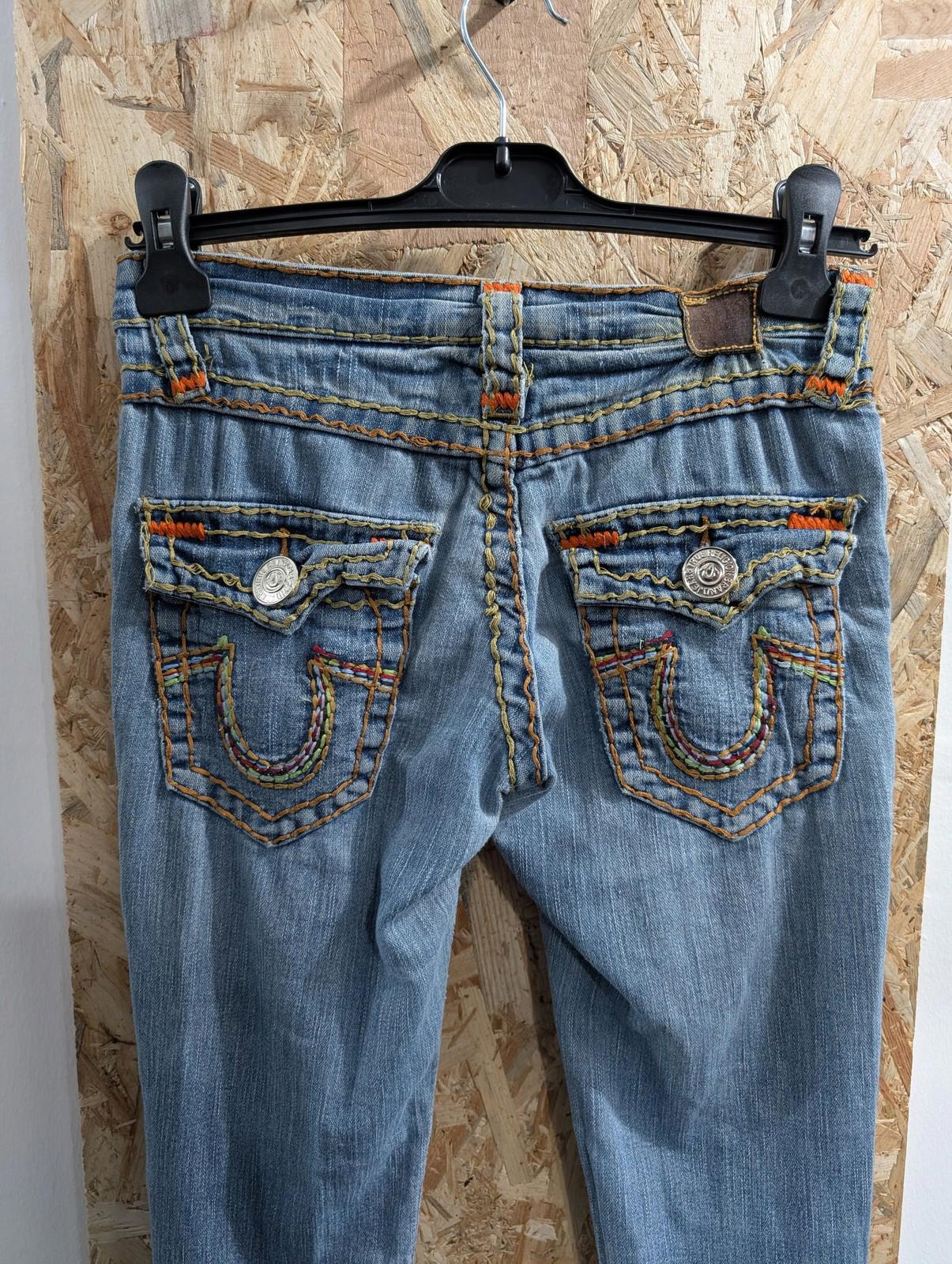 True Religion Jeans Size W26 L32 Womens Embroidered Pockets Light Blue Stretch